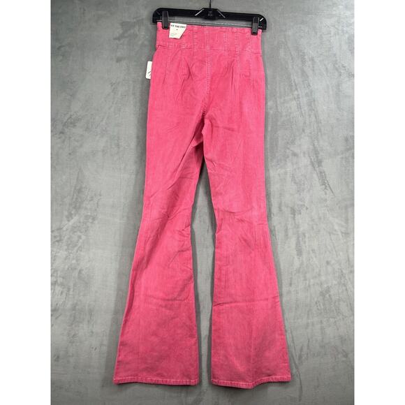Free People Jayde Cord High Rise Flare Corduroy Pants Size 25 Honey Suckle Pink - Picture 4 of 9